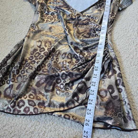 Joseph Ribkoff Metallic Animal Print Ruched Top – Size 4 Small - Picture 5 of 8